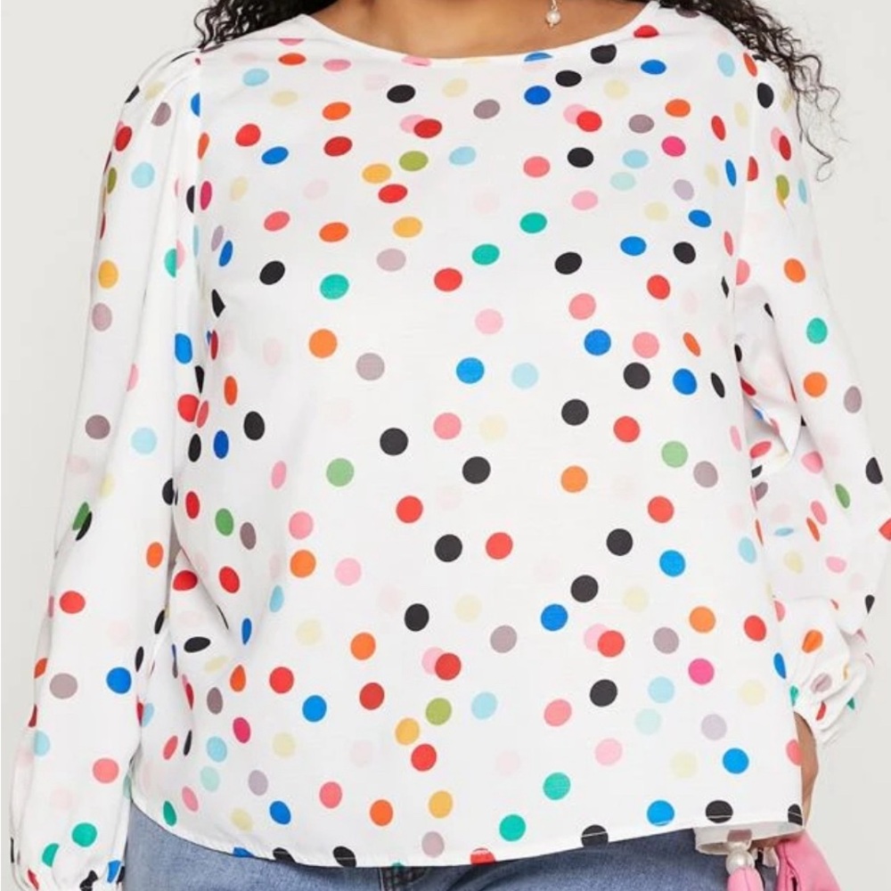 SHEIN CURVE+ Women’s Plus White Polka Dot Blouse, new without tags size 22